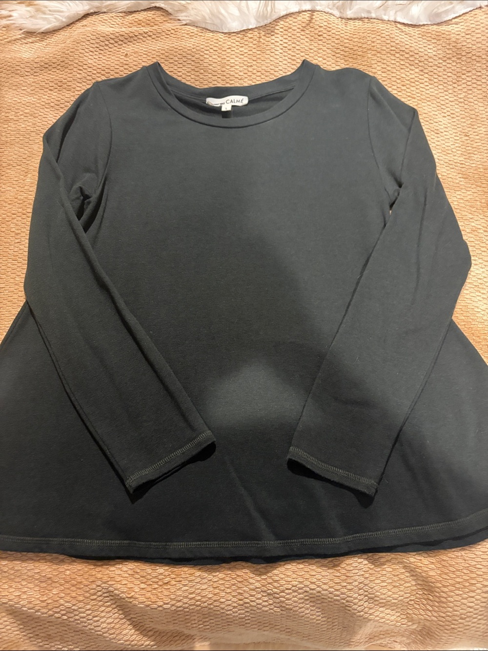Johnny Was Tencel/Organic Cotton Dark Green Long Sleeve Crewneck Top